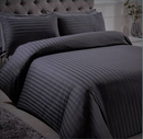 Lewis's Satin Stripe 100 % Cotton Duvet Set - Charcoal