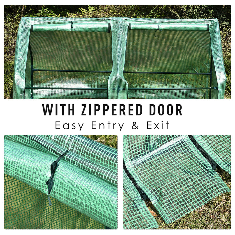 Outsunny 180x90x90cm Mini PE Grid Cover Steel Frame Greenhouse Green