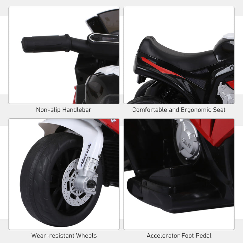 HOMCOM Red Kids Electric Ride on Motorcycle BMW S1000RR with Headlights Music