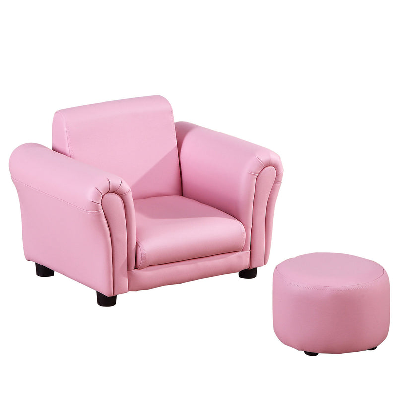 HOMCOM Kids Sofa Chair Set Armchair Seating Seat Bedroom Playroom Stool Pink