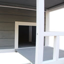 PawHut Wooden Outdoor Cat House 3-Tier Kitten Shelter W/ Tilted Roof Grey