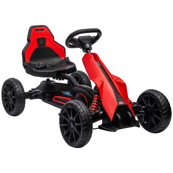 HOMCOM Children Pedal Go Kart W/ Adjustable Seat, Handbrake - Red