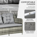 Outsunny 4 PCS Rattan Garden Furniture, Padded Cushions Conversation Sofa Set