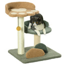 PawHut Small Cat Tree for Indoor Cats, Scratching Posts with Two Beds, Toy Ball
