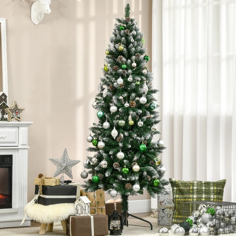 HOMCOM Christmas Tree Snow Dipped Slim 6'