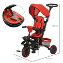 HOMCOM Baby Tricycle 7in1 Stroller with Handle - Red