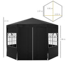 Outsunny 3.9m Outdoor Gazebo Canopy Party Tent with 6 Removable Side Walls