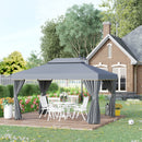 Outsunny 3x4m 2-Tier Gazebo Aluminium Garden Marquee Party Tent Canopy Grey
