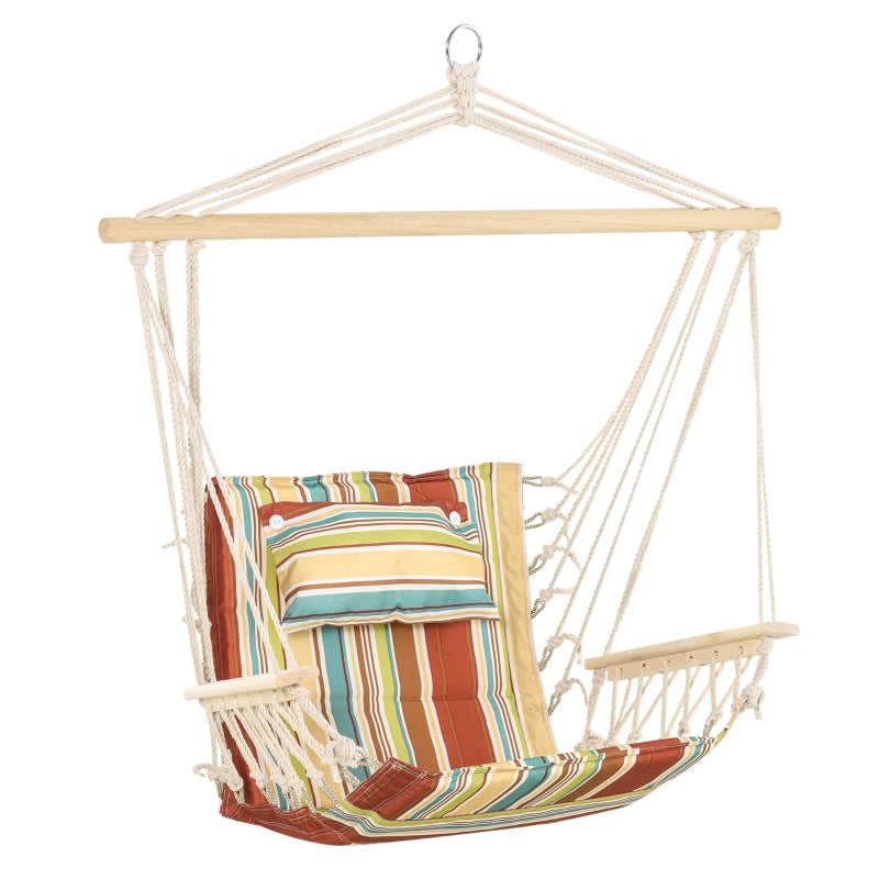 Outsunny Hanging Rope Frame Hammock Chair - Stripe