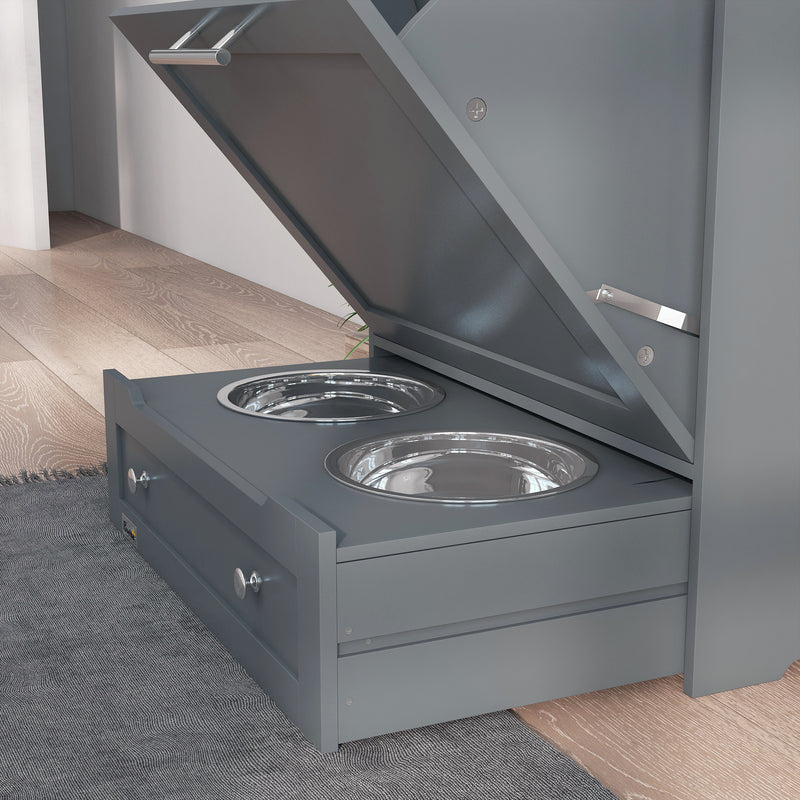 PawHut Pet Feeder Station Dog and Cat Food Storage Feeding Station Food Cabinet