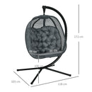 Outsunny Hanging Swing Chair w/ Thick Cushion, Patio Hanging Chair, Dark Grey