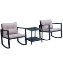 Outsunny Rattan Rocking Chair Set - Black