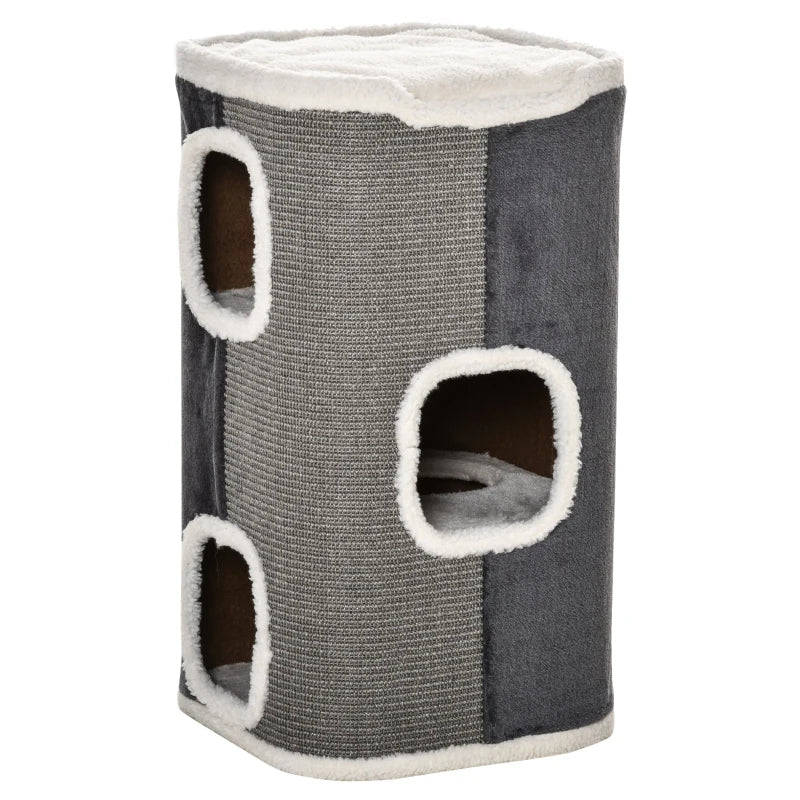 PawHut Cat Barrel Kitten Tree Tower