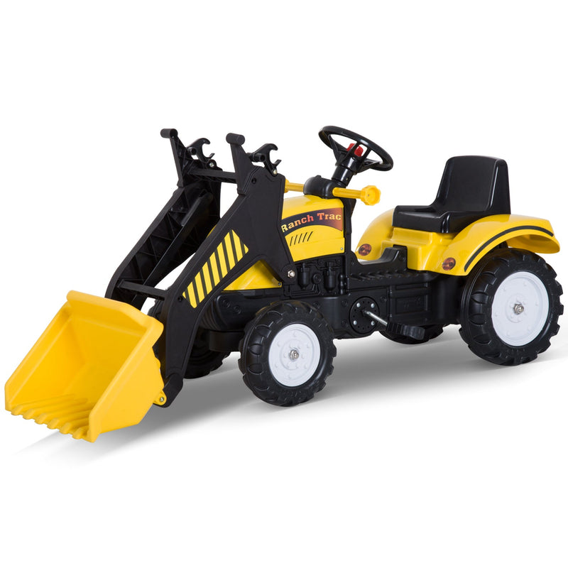 HOMCOM Ride On Excavator with Front Loader Digger - Yellow