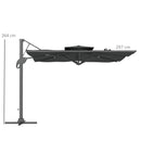 Outsunny 3(m)Garden Parasol Patio Umbrella w/ Hydraulic Mechanism Dual Top Grey