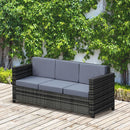 Outsunny Rattan Wicker 3-seater Sofa Chair Patio Furniture w/ Cushions Black