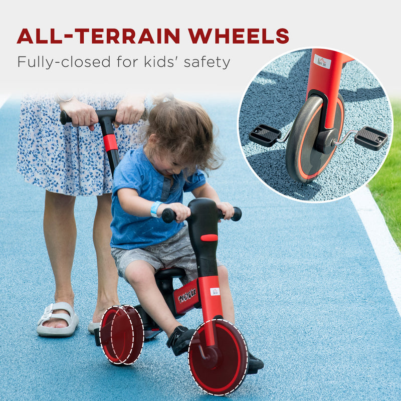 HOMCOM Baby Tricycle 4in1 Stroller with Handle - Red