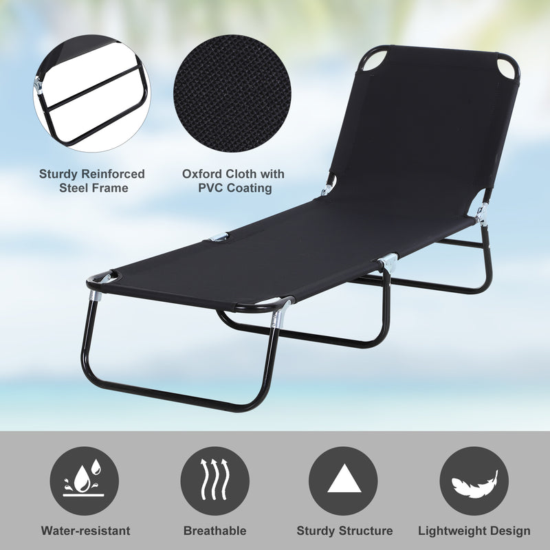 Outsunny Foldable Sun Lounger - Black