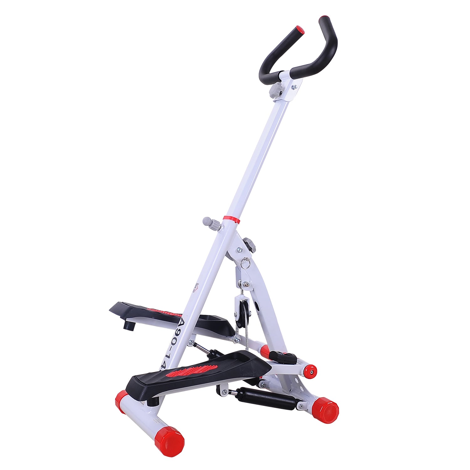 HOMCOM Foldable Stepper Adjustable Step Machine w/ Handlebar LCD Displ