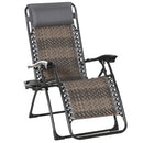 Outsunny Zero Gravity Folding Chair Metal Frame Cup Phone Holder Deck Poolside
