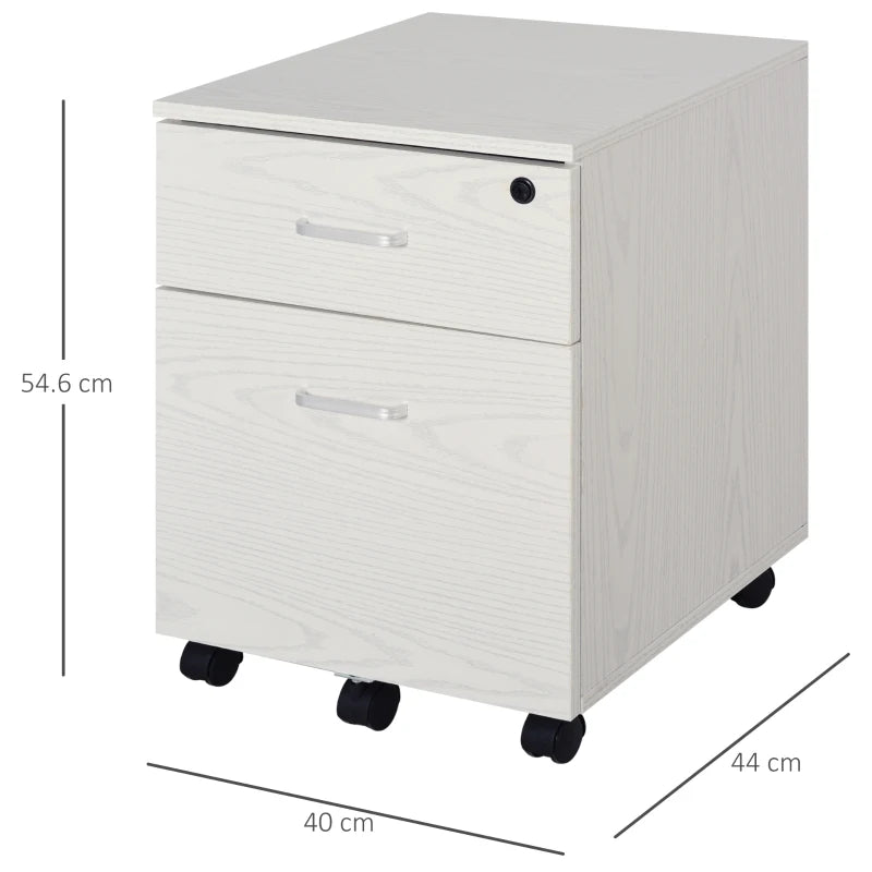 Vinsetto Filing Cabinet with 2 Drawers and Lock 40x44x55cm White