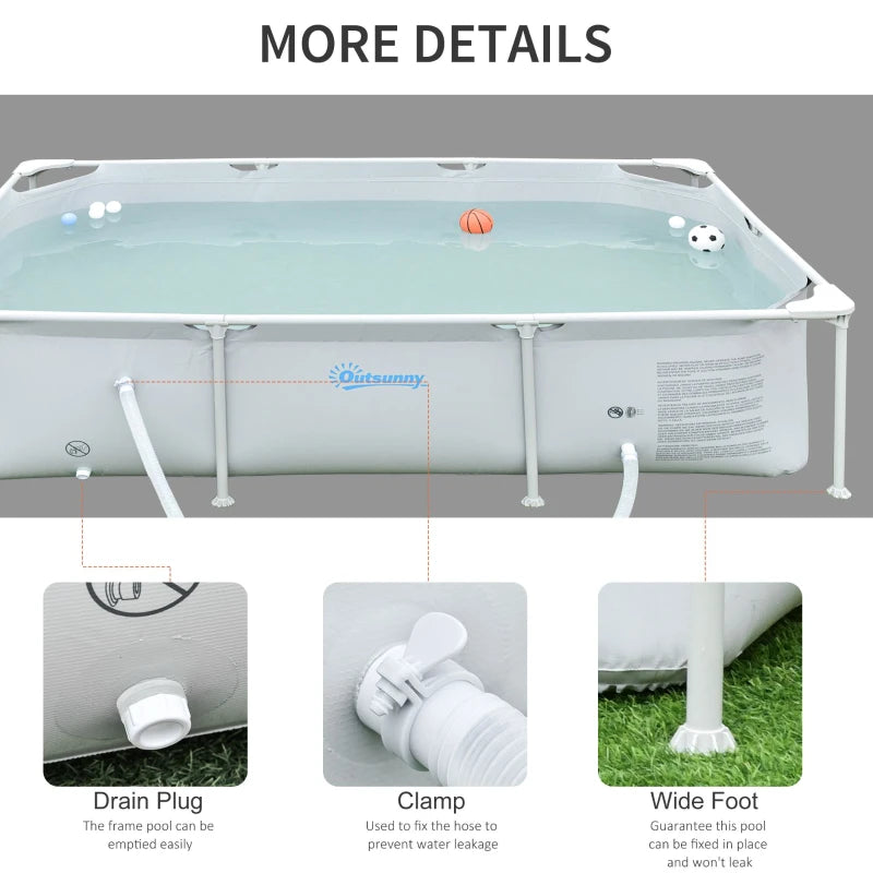 Outsunny Steel Frame Swimming Pool w/ Filter Pump and Reinforced Sidewalls Rust Resistant