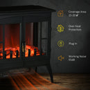HOMCOM Electric Fireplace Heater with LED Flame Effect - Black