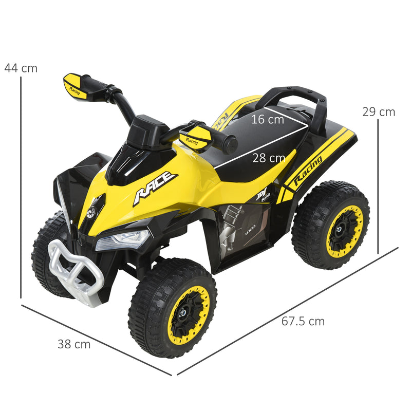 HOMCOM Kids Manual Ride On Quad Bike - Yellow