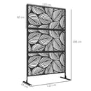Outsunny 6.5FT Metal Outdoor Privacy Screen Panel w/ Stand, Leaf Style