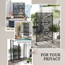 Outsunny 6.5FT Metal Outdoor Privacy Screen Panel w/ Stand, Leaf Style