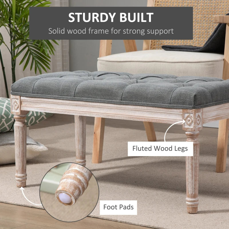 HOMCOM Vintage Shoe Benches with Wood Frame 80x40x41cm - Grey