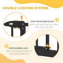 PawHut 74-100cm Adjustable Metal Pet Gate Safety Barrier w/ Auto-Close Black