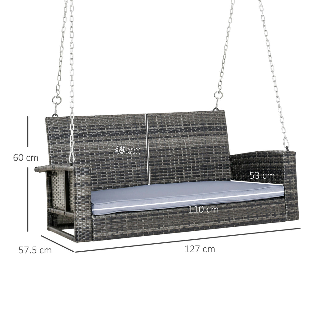 Outsunny 2 Seater Rattan Swing Chair Grey