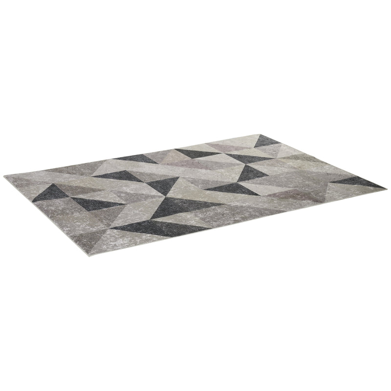 HOMCOM Large Grey Area Rug, Geometric Carpet for Living Room Bedroom, 160x230cm