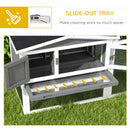 PawHut Rabbit Hutch and Run Outdoor w/ Sliding Tray Hay Rack Ramp, 156x58x68cm