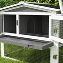 PawHut Rabbit Hutch and Run Outdoor w/ Sliding Tray Hay Rack Ramp, 156x58x68cm
