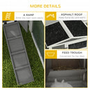 PawHut Rabbit Hutch and Run Outdoor w/ Sliding Tray Hay Rack Ramp, 156x58x68cm