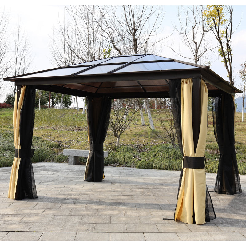 Outsunny 3 x 3.6m Gazebo   Brown black, Brown, Beige