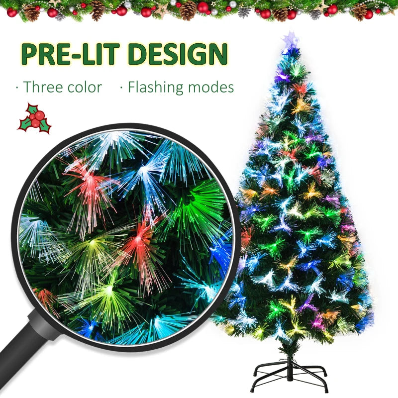 HOMCOM Christmas Fibre Optic Tree 6'