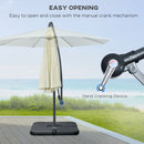 Outsunny 3(m) Banana Parasol Cantilever Umbrella Garden w/ Base Weights, Beige