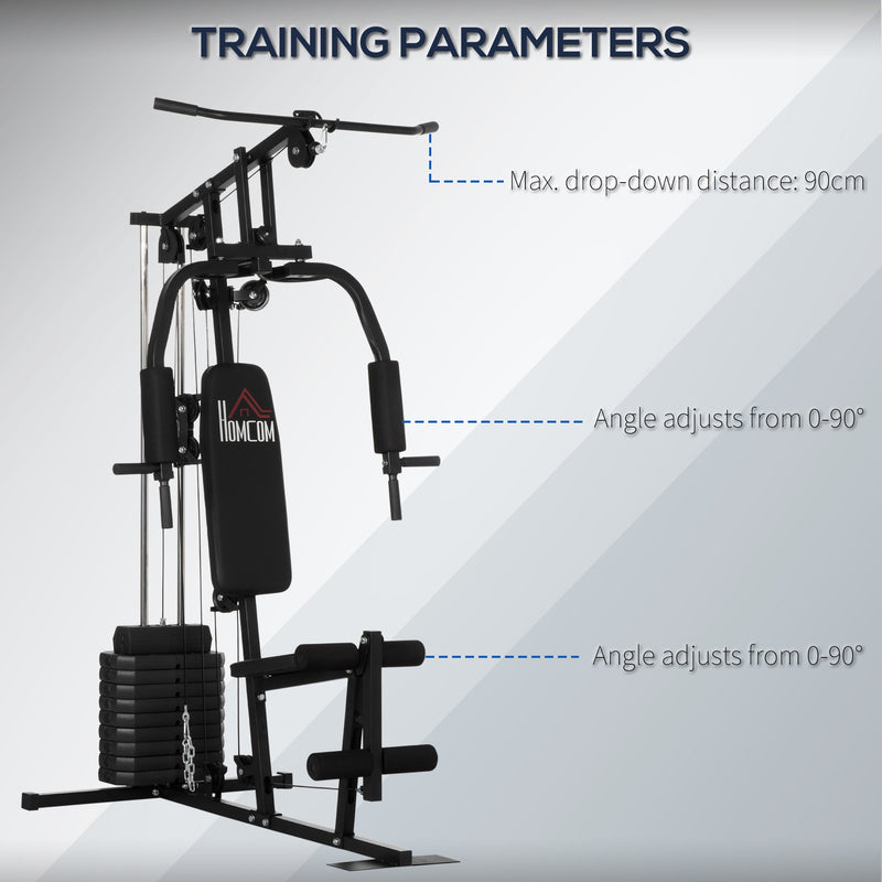 HOMCOM Multifunction Home Gym Machine with 45kg Weights for Full Body Workout