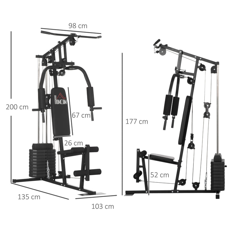 HOMCOM Multifunction Home Gym Machine with 45kg Weights for Full Body Workout