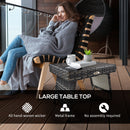 Outsunny Foldable Outdoor Coffee Table, Metal Frame Rattan Side Table, Grey