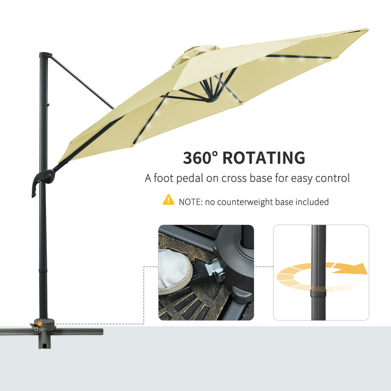 Outsunny Patio Offset Umbrella Cream