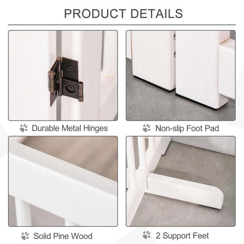 PawHut White Pine Wood Pet Gate