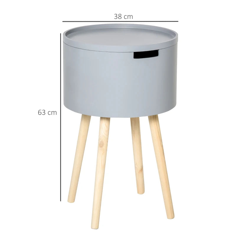 HOMCOM Wooden Side Table Round - Grey