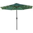 Outsunny 2.67m Patio LED Umbrella with Push Button Tilt/Crank 8 Ribs Green