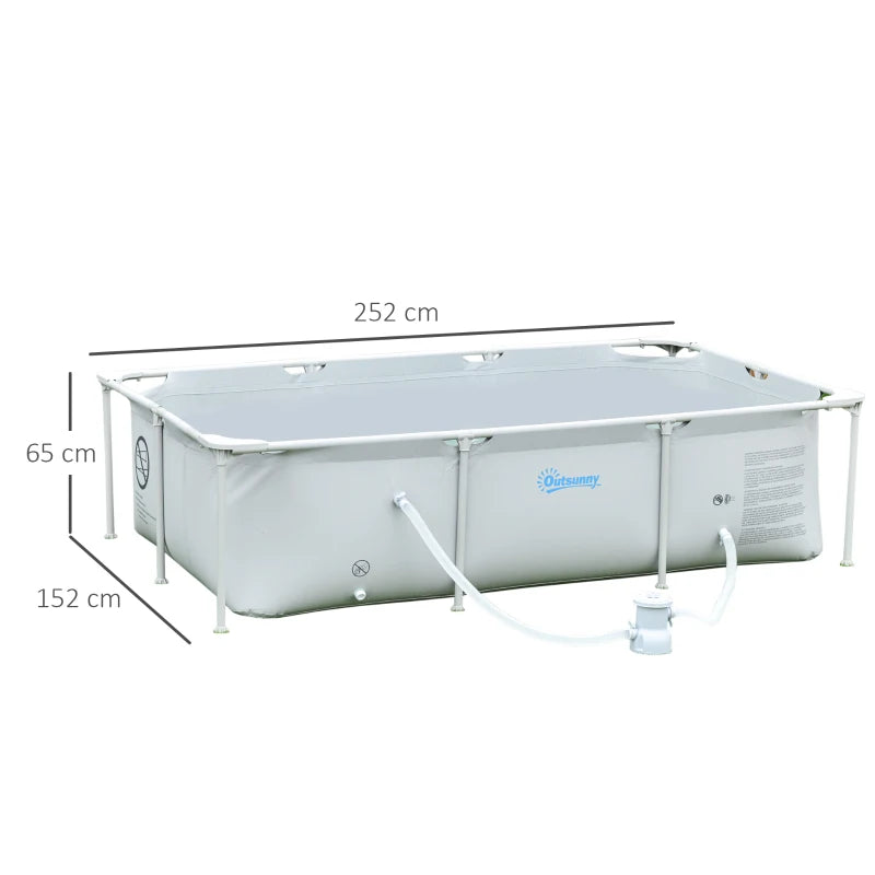 Outsunny Steel Frame Swimming Pool w/ Filter Pump and Reinforced Sidewalls Rust Resistant