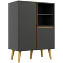 HOMCOM Modern Sideboard, Storage Cabinet with Tempered Glass Adjustable Shelves for Living Room, Hallway, Kitchen