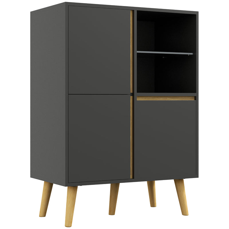 HOMCOM Modern Sideboard, Storage Cabinet with Tempered Glass Adjustable Shelves for Living Room, Hallway, Kitchen